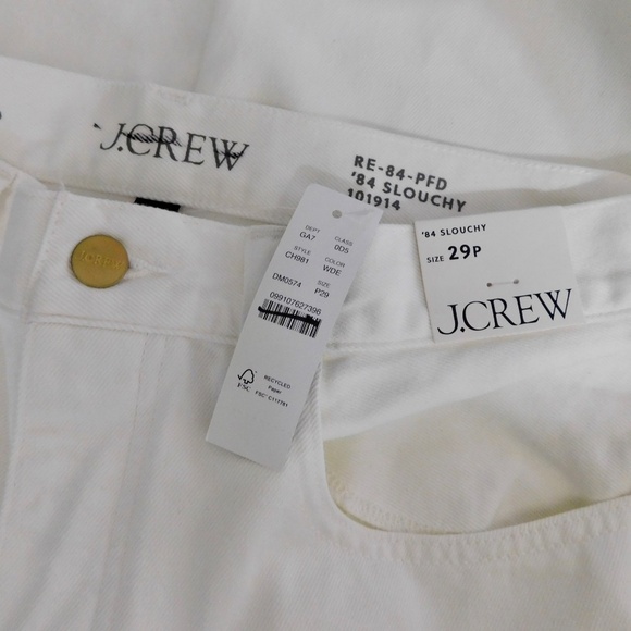 NWT!! J. CREW Petite Slouchy Jeans Solid White Denim Button Fly 29P 29 Petite - Picture 14 of 16